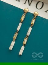 The Gleaming Snowfall- White Stone Studded Golden Earrings