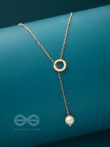 Drop-Down- Golden Pearl Necklace With Anti-Tarnish Coating 