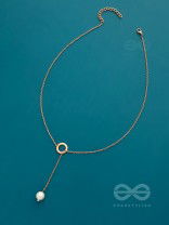 Drop-Down- Golden Pearl Necklace With Anti-Tarnish Coating 