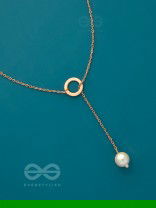 Drop-Down- Golden Pearl Necklace With Anti-Tarnish Coating 