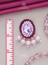  PANKEROOH- THE LOVELY LOTUS - PEARL AND STONE EMBROIDERED EARRINGS (BLUSH PINK & MAGENTA)