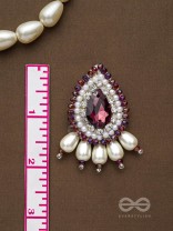 LAVANYA- THE GRACEFUL ONE- STONE, PEARLS, AND GLASS BEADS EMBROIDERED EARRINGS (ROSEWOOD RED)