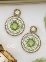 Adamya - The Indomitable Spirit - Stone, Sequins, And Beads Hand Embroidered Earrings (Lime Green)