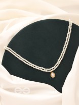 The Moonglade- White and Golden Pearl Necklace