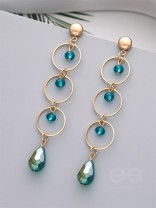 The Misty Grove- Greenish Blue and Golden Crystal Beads Earrings