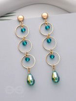 The Misty Grove- Greenish Blue and Golden Crystal Beads Earrings