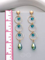 The Misty Grove- Greenish Blue and Golden Crystal Beads Earrings