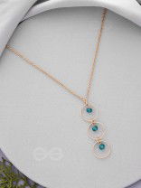 The Drizzly Woods- Blue And Golden Crystal Beads Necklace With Anti-Tarnish Coating 