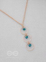 The Drizzly Woods- Blue And Golden Crystal Beads Necklace With Anti-Tarnish Coating 