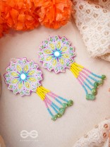 Vyoman- The Skies- Mirror , Resham , Beads and Sequins Embroidered Earrings (Multicoloured)