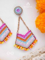 IDHANT- THE LUMINOUS- SEQUINS and BEADS EMBROIDERED EARRINGS (Multicoloured)