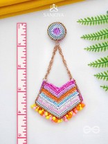 IDHANT- THE LUMINOUS- SEQUINS and BEADS EMBROIDERED EARRINGS (Multicoloured)
