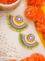 AARUNYA- THE FIRST SUNRAY- BEADS, SEQUINS AND MIRROR EMBROIDERED EARRINGS (MULTICOLOURED)