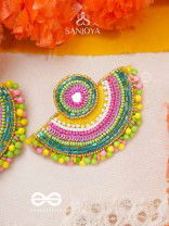 AARUNYA- THE FIRST SUNRAY- BEADS, SEQUINS AND MIRROR EMBROIDERED EARRINGS (MULTICOLOURED)