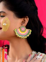 AARUNYA- THE FIRST SUNRAY- BEADS, SEQUINS AND MIRROR EMBROIDERED EARRINGS (MULTICOLOURED)