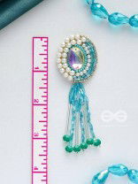 Mandalaka- The Majestic Mirror- Stone, Pearls and Beads Embroidered Earrings (Arctic Blue)