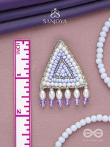 Suchyagra- The Eternal Pyramid- Pearls, Beads and Glass Beads Embroidered Earrings (Orchid Purple)