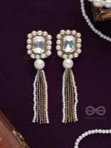 Anavarna- The Fair n Beautiful- Stone, Pearls and Beads Embroidered Earrings (Copper Brown)