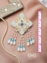 Vivarta - The Blue Sky - Stones, Glass Drops And Glass Beads Hand Embroidered Earrings 