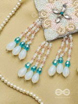 Vivarta - The Blue Sky - Stones, Glass Drops And Glass Beads Hand Embroidered Earrings 