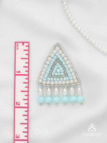 Suchyagra- The Eternal Pyramid-  Pearls, Beads and Glass Beads Embroidered Earrings (Sky Blue)
