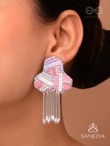 Karutaka - The Clover Leaf - Sequins And Beads Hand Embroidered Earrings (Multicolor)