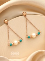 The Garden Swing- Golden Pearl and Bead Earrings