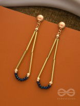 The Flaming Raindrop- Golden and Cobalt Blue Earrings