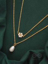 Lily Of The Valley- Golden Pearl Necklace With Anti-Tarnish Coating