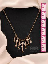 Star-Studded Sky- Golden Stone Necklace With Anti-Tarnish Coating 