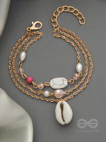 The Shell Galaxy- Golden Three Layered Bracelet