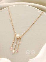 Over The Moon- Golden Pearl And Beads Necklace With Anti-Tarnish Coating 