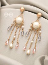 The Sparkling Showers- Golden Pearl and Beads Earrings