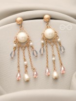 The Sparkling Showers- Golden Pearl and Beads Earrings