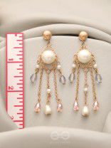 The Sparkling Showers- Golden Pearl and Beads Earrings