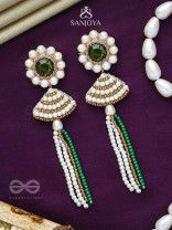 Kalapa- The Bell of Harmony- Stones and Pearls Embroidered Earrings 