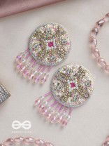 Tarani- The Pink Allure- Pearl, Resham and Stones Embroidered Earrings