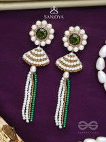 Kalapa- The Bell of Harmony- Stones and Pearls Embroidered Earrings 