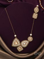 Dwista- The Copper Beauty- Beads And Stones Embroidered Necklace With Anti-Tarnish Coating 