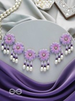 Tevana- The Pleasure Garden- Resham, Stones and Pearls Embroidered Choker Necklace 