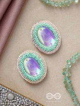 Mandara - The Mirror Reflection - Stones, Sequins And Cutdana Hand Embroidered Earrings