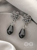 The Frosted Flower- Tiny Trinket Earrings (Ebony Black)