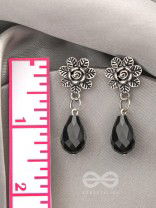 The Frosted Flower- Tiny Trinket Earrings (Ebony Black)