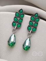 THE GRAPEVINE- EMBELLISHED OXIDIZED EARRINGS (Emerald Green)