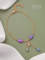 The Purple Moon- Golden Stones and Beads Bracelet
