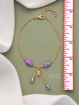 The Purple Moon- Golden Stones and Beads Bracelet