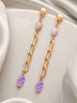 THE CHAIN OF GLORY- GOLDEN EMBELLISHED EARRINGS (ORCHID PURPLE)