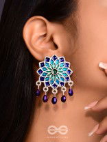 The Midnight Sun- Silver Enamelled Earrings