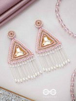 Akshkarna - The Exquisite Triangle - Beads And Stones Hand Embroidered Earrings