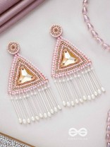 Akshkarna - The Exquisite Triangle - Beads And Stones Hand Embroidered Earrings